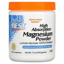Doctor’s Best, High Absorption Magnesium Powder, Chelated, 200 g, čistý prášek