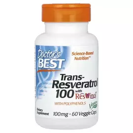 Doctor's Best, Trans-Resveratrol 100 s Resvinolem, 60 rostlinných kapslí