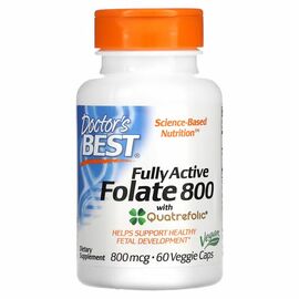 Doctor's Best, Fully Active Folate 800 with Quatrefolic, 800 mcg, 60 veg.kapslí