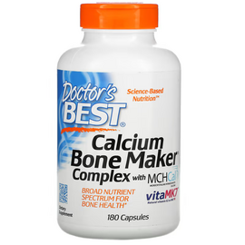 Doctor’s Best, Calcium Complex Bone Maker with MCHCal and VitaMK7, 180 kapslí