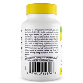 Healthy Origins Vitamin D3 2000 IU, 120 softgel kapslí, zadní strana