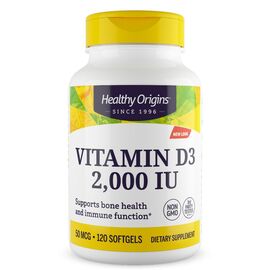 Healthy Origins Vitamin D3 2000 IU, 120 softgel kapslí