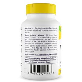 Healthy Origins, Vitamin K2 MK-7 100 mcg, 180 softgel kapslí, zadní strana