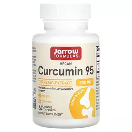 Jarrow Formulas, Curcumin 95, extrakt z kurkumy, 500 mg, 60 rostlinných kapslí
