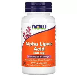 NOW Foods, Alpha Lipoic Acid (kyselina alfa-lipoová), 250 mg, 60 rostlinných kapslí