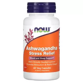 NOW Foods, Ashwagandha Stress Relief, 60 rostlinných kapslí