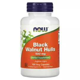 NOW Foods, Black Walnut Hulls, 500 mg, 100 rostlinných kapslí