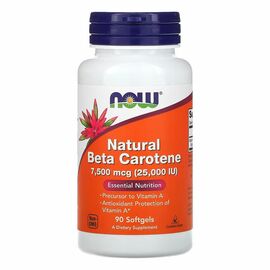 NOW Foods, Natural Beta Carotene, 7,500 mcg (25,000 IU), 90 Softgel kapslí