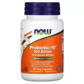 NOW Foods, Probiotic-10, 100 Billion, 30 rostlinných kapslí