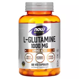 NOW Sport, L-Glutamine, Double Strength, 1 000 mg, 120 rostlinných kapslí