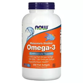 Now Foods, Omega-3 rybí olej, 1000 mg, 200 rybích softgel kapslí