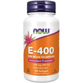 Now Foods Vitamin E-400 (Mixed tocopherols), 100 softgel kapslí