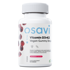 Osavi, Vitamin D3 + K2 Vegan Gummy Drops, Malina, 60 gummies