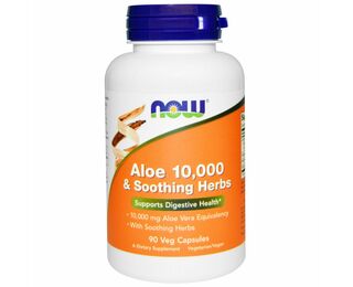 Now Foods Aloe Vera 10000 mg + Soothing herbs, 90 rostlinných kapslí