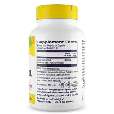 Healthy Origins Active Trans Resveratrol 300 mg, 60 veg.kapslí, složení