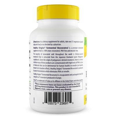 Healthy Origins Active Trans Resveratrol 300 mg, 60 veg.kapslí, zadní strana