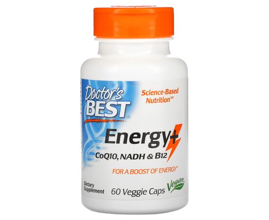 Doctor's Best, Energy +, CoQ10, NADH & B12, 60 rostlinných kapslí