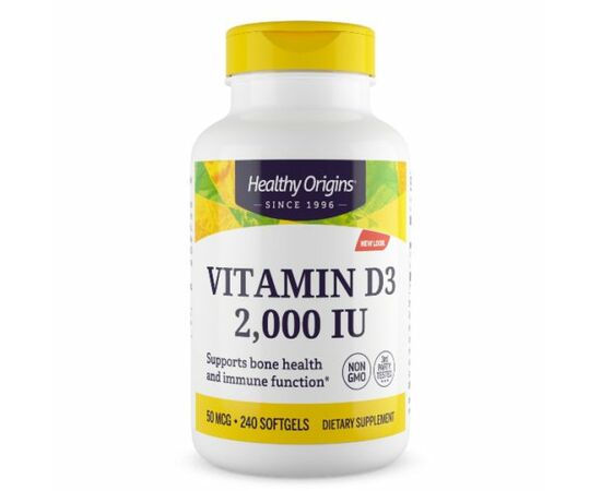 Healthy Origins Vitamin D3 2000 IU, 240 softgel kapslí