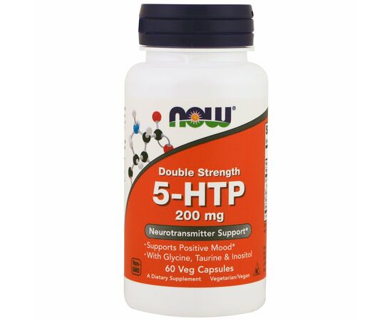 Now Foods 5-HTP 200 mg + Glycin, Taurin, Inositol, 60 rostlinných kapslí