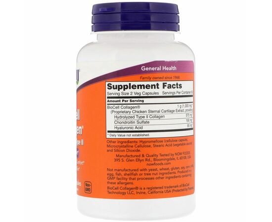 BioCell Collagen, hydrolyzovaný kolagen typu II, 120 veg.kapslí, složení