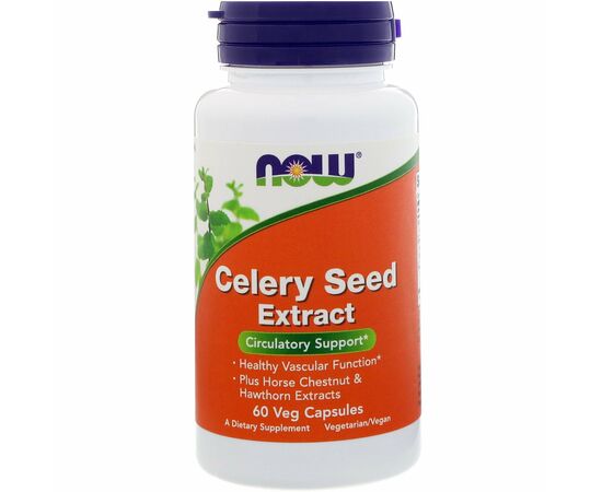 Now Foods Celery Seed Extract + Horse Chestnut + Hawthorn, 60 rostlinných kapslí