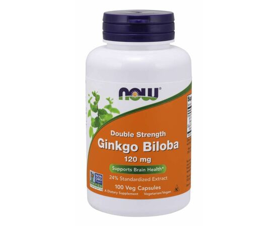 Now Foods Ginkgo biloba extrakt + Eleuterokok, 120 mg, 100 rostlinných kapslí
