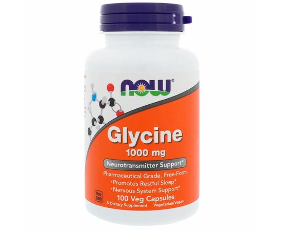 Now Foods Glycin 1000 mg, 100 veg kapsli
