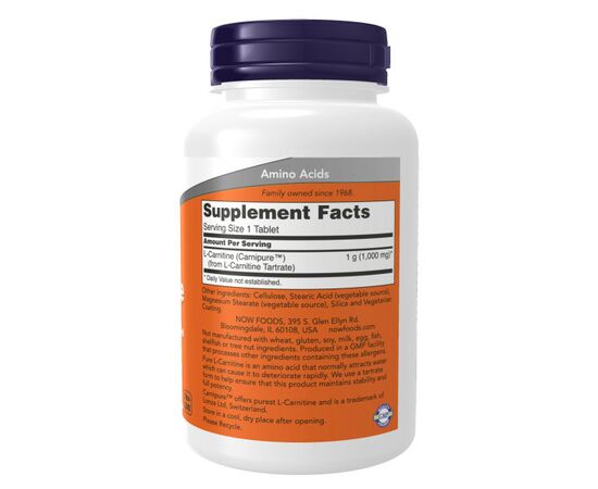 Now Foods L-Carnitine 1000 mg, 100 tablet, složení