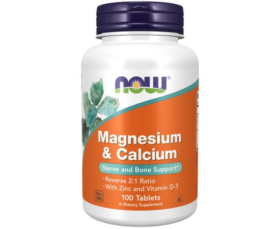 Now Foods, Magnesium & Calcium, Vitamin D3 + Zinek, 100 tablet