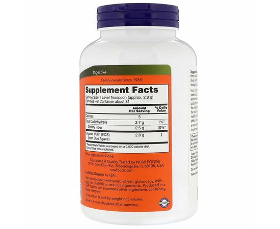 Organický Inulin FOS, čistý prášek, 227 g, slozeni