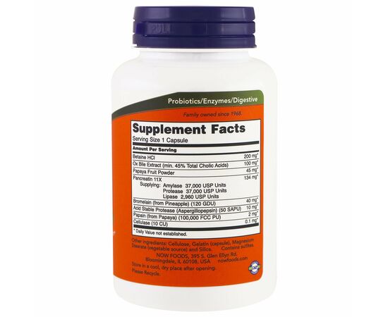 Now Foods Super Enzymes, 90 kapslí, složení