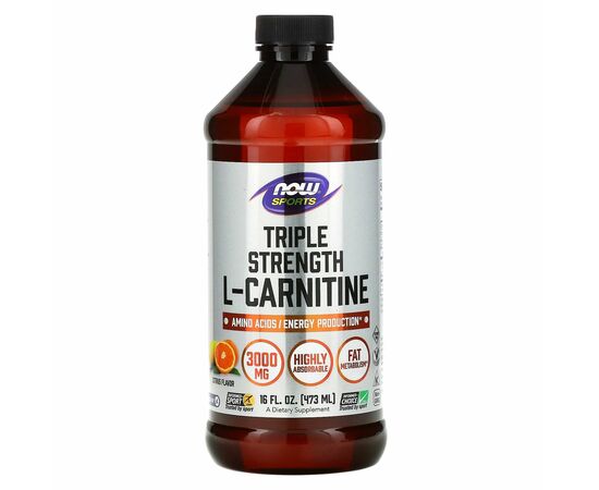 Now Foods, Triple Strength Tekutý L-Karnitin, 3g, Citrusová příchuť, 473 ml