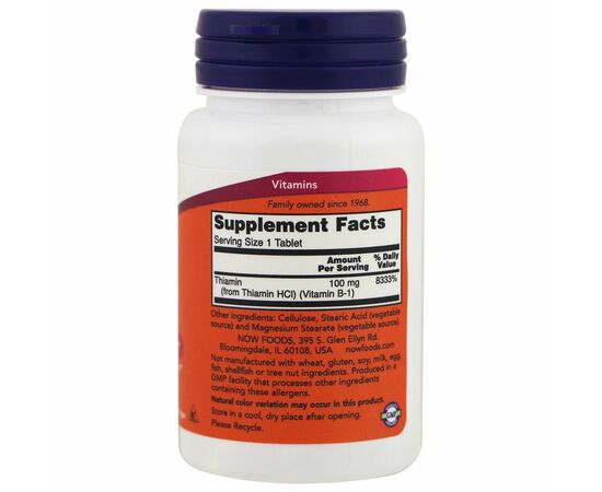 Now Foods Vitamin B1, 100 mg, 100 tablet, slozeni