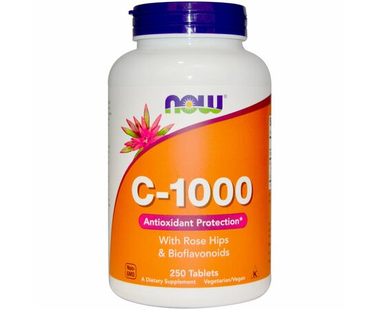 Now Foods Vitamin C-1000, s šípky a bioflavonoidy, 250 tablet