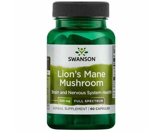 Swanson Lion's Mane Mushroom (hericium) 500 mg, 60 kapslí
