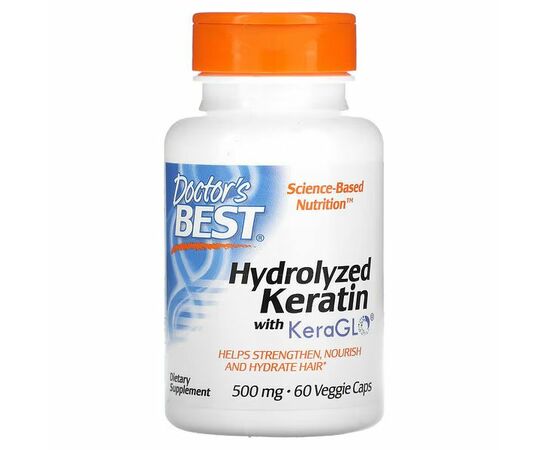 Doctor's Best, Hydrolyzovaný Keratin, 500 mg, 60 rostlinných kapslí