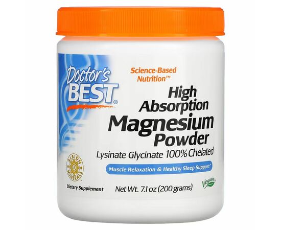 Doctor’s Best, High Absorption Magnesium Powder, Chelated, 200 g, čistý prášek