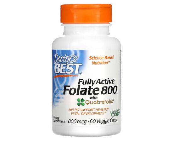 Doctor's Best, Fully Active Folate 800 with Quatrefolic, 800 mcg, 60 veg.kapslí