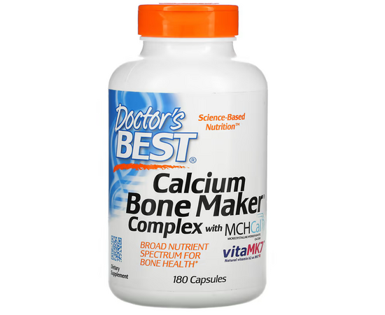 Doctor’s Best, Calcium Complex Bone Maker with MCHCal and VitaMK7, 180 kapslí
