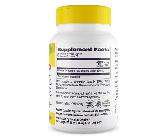 Healthy Origins Cognizin Citicoline 250 mg, 30 veg kapsli, složení