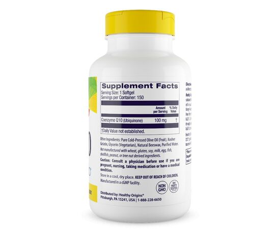 Healthy Origins, Koenzym Q10 Kaneka 100 mg, 150 softgel, složení