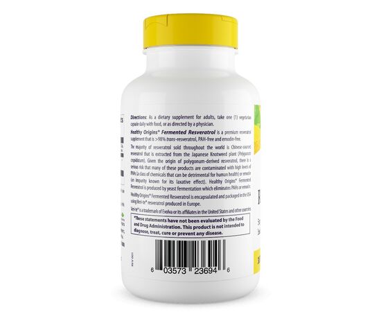 Healthy Origins Active Trans Resveratrol 300 mg, 150 veg.kapslí, zadní strana