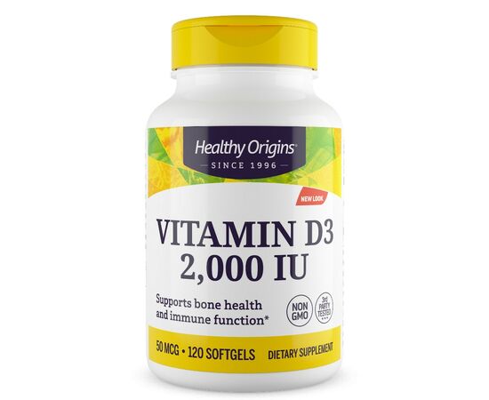 Healthy Origins Vitamin D3 2000 IU, 120 softgel kapslí