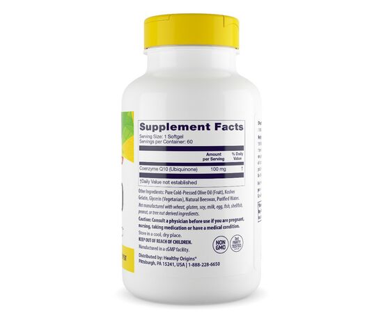 Healthy Origins, Koenzym Q10 Kaneka 100 mg, 60 softgel, složení