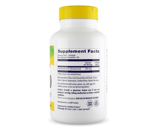 Healthy Origins, Koenzym Q10 Kaneka 200 mg, 60 kapslí, složení