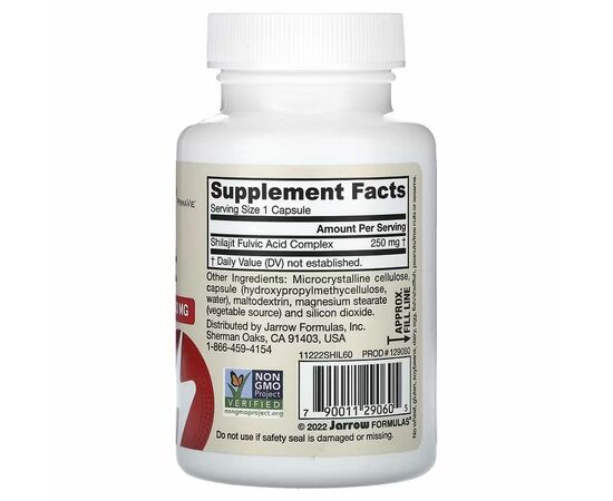 Jarrow Formulas Shilajit (Mumio) Fulvic Acid Complex, 60 rostlinných kapslí, složení