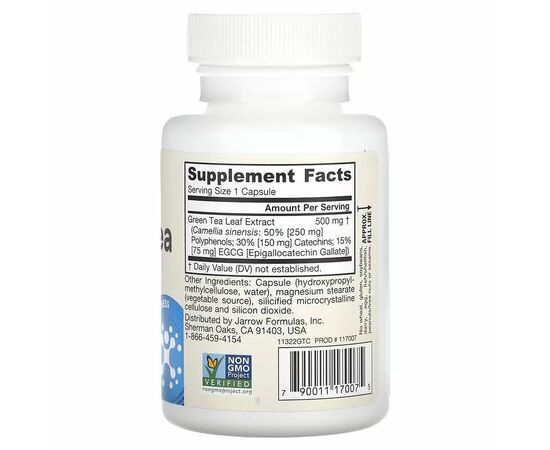 Jarrow Formulas, Green Tea, 100 rostlinných kapslí, složení