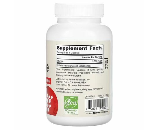 Jarrow Formulas, Taurin, 1 000 mg, 100 kapslí, složení