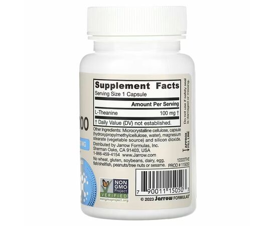 Jarrow Formulas, Theanin 100, 100 mg, 60 rostlinných kapslí, složení