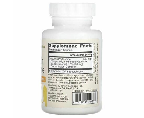 Jarrow Formulas Curcumin Phytosome (MERIVA) 500 mg, 60 rostlinných kapslí, složení
